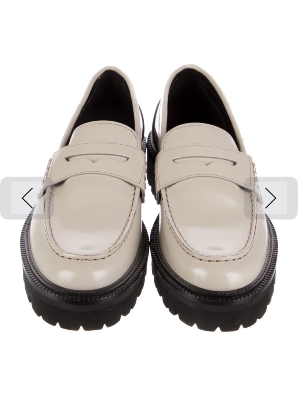 NWOT Closed Cream Leather Lug-Sole Penny Loafers - Picture 3 of 5